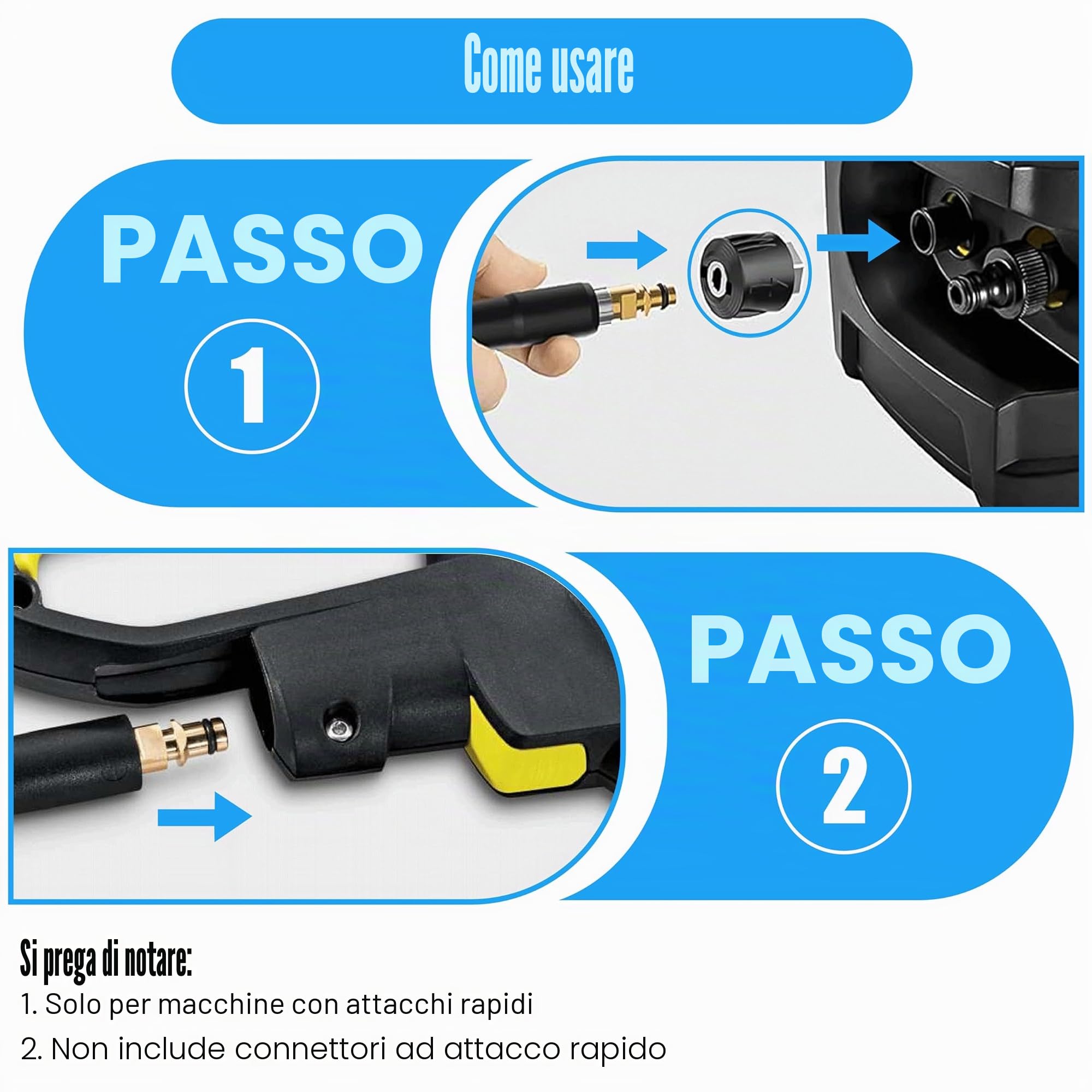 Tubo ad alta pressione da 8 m per Kärcher K2 K3 K4 K5 K7, 400 Bar (5800 PSI) con sistema Quick-Connect-Click, pratico tubo di prolunga e di ricambio con cinghia di immagazzinaggio