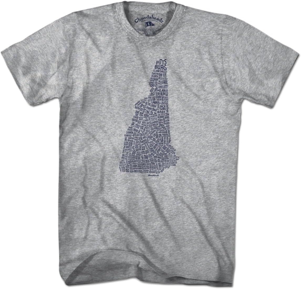 Chowdaheadz New Hampshire Cities & Towns T-Shirt - Unisex Vintage Tee Soft Cotton Blend