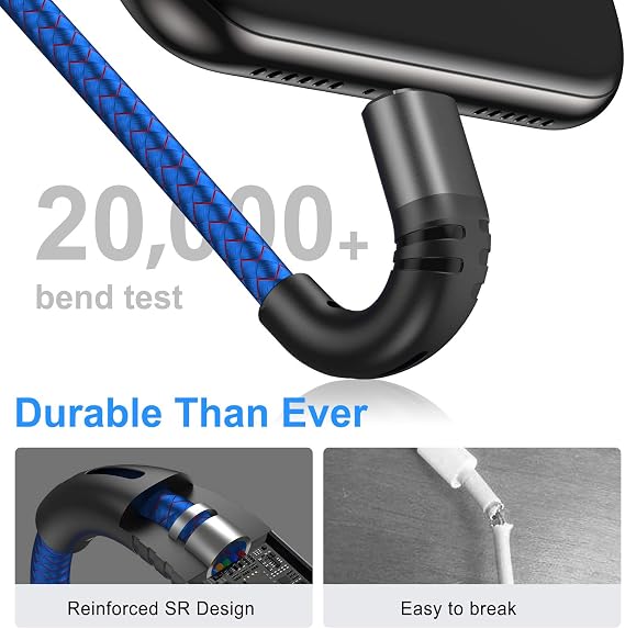 Micro USB Cable 10ft Android Phone Charger 2-Pack Extra Long Nylon Braided Fast Durable Charging Cord for Samsung Galaxy S7 S6 Edge J7 S5,Note 5 4,LG,HTC,Sony,Xbox One, PS4,Kindle,MP3,Tablet(Blue)