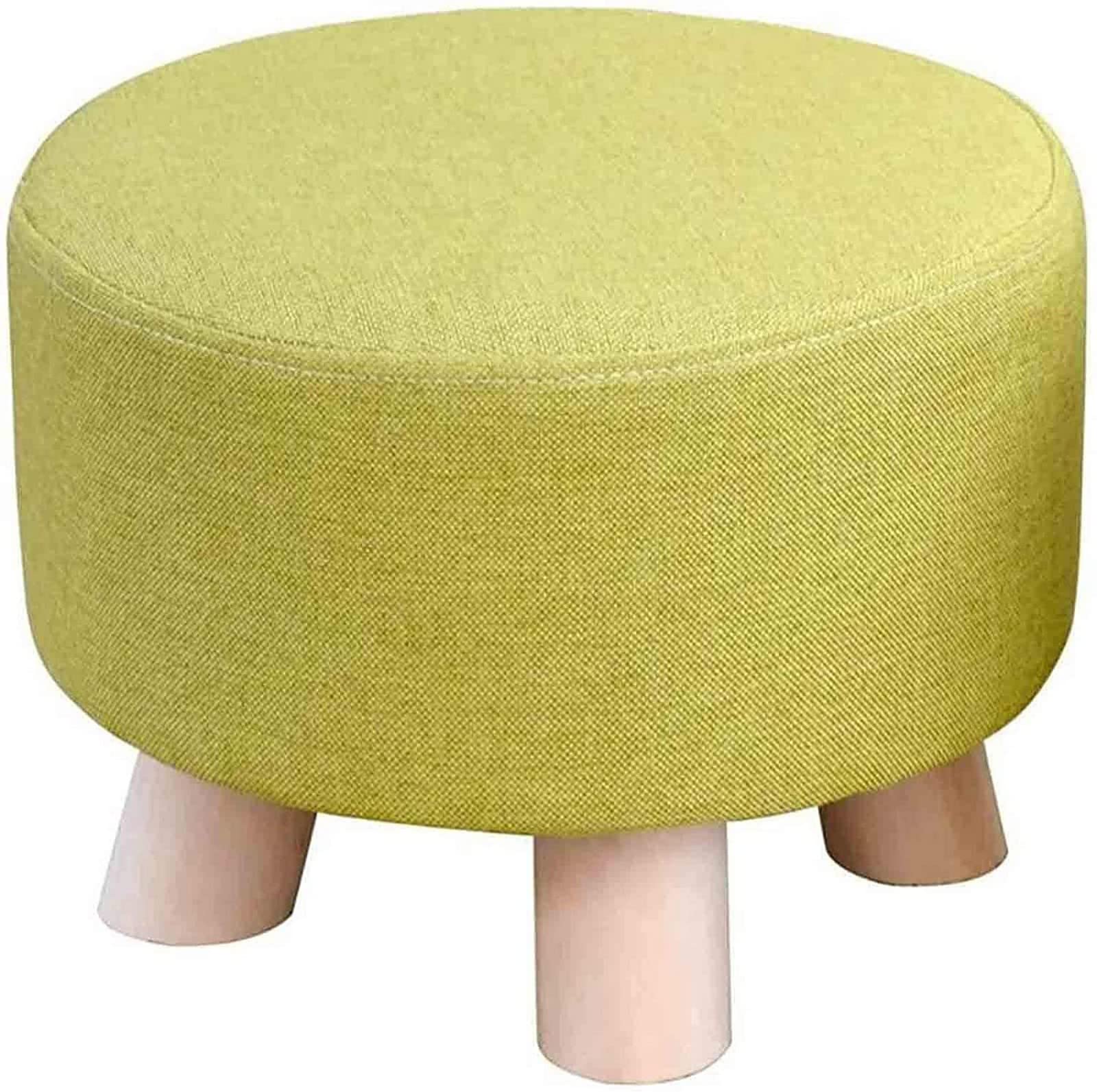 Reposapiés taburete redondo de madera con funda lavable gris para cambiar zapatos