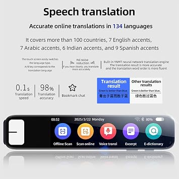 Pen Gpt, Ai Pen Instant Ai Answers for Math, History & More, 3.69-Inch Hd Touchsn Offline Translation (150+ Languages), Voice Recording, Ai Pen for Test (1PC)