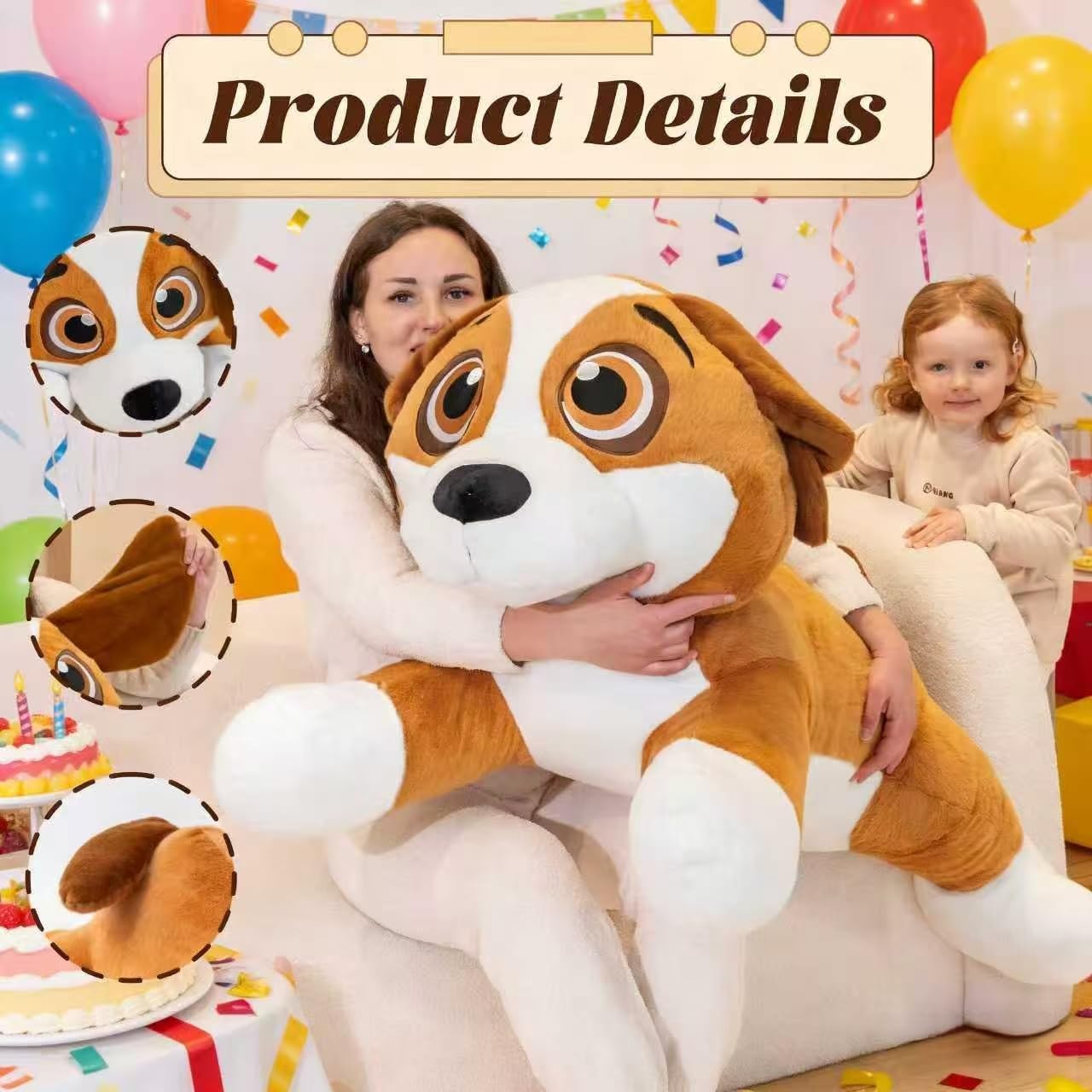 Large Dog Stuffed Animals, Big Stuffed Puppy Plush, Giant Puppy Plush Toys 39", Jumbo Beagle Dog Stuffed Animals, Huge Plushies Gifts for Kids Girls Boys on Birthday Valentine's Day Christmas