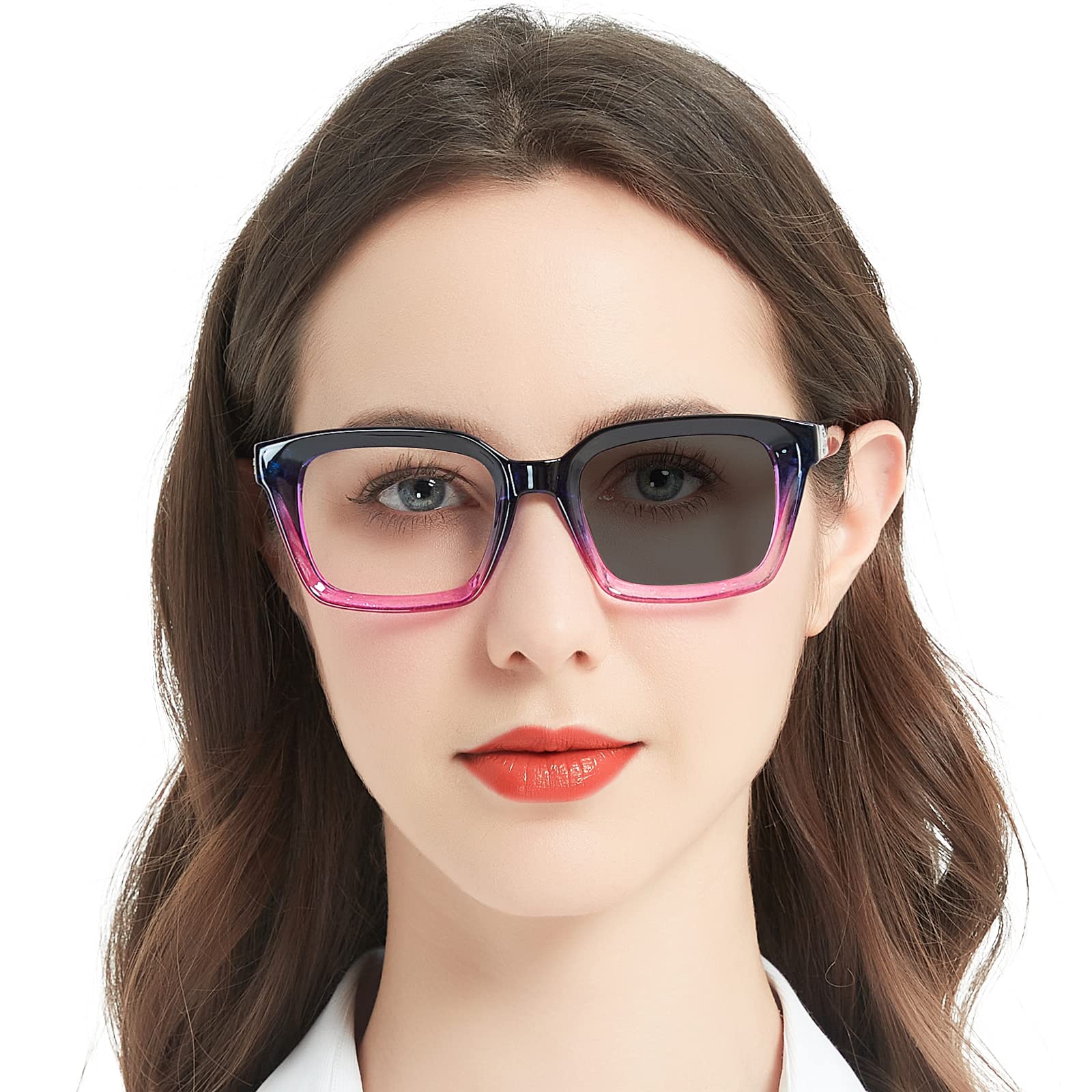 MARE AZZURO Photochromic Reading Glasses Women Blue Light Blocking Oversized Readers 1.0 1.5 2.0 2.5 3.0 3.5 4.0