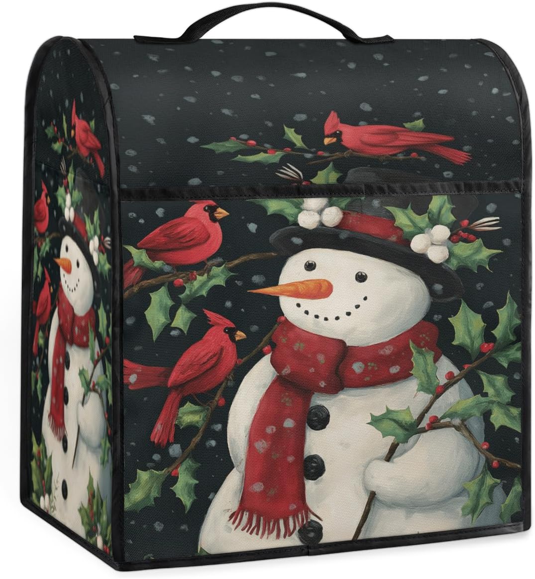 Xmas Snowman Kitchen Aid Mixer Cover Winter Red Birds Coffee Maker Cover Stand Mixer Covers Compatible with 6-8 Quart Tilt Head Bowl Lift Dust Covers with Pockets for Accessories