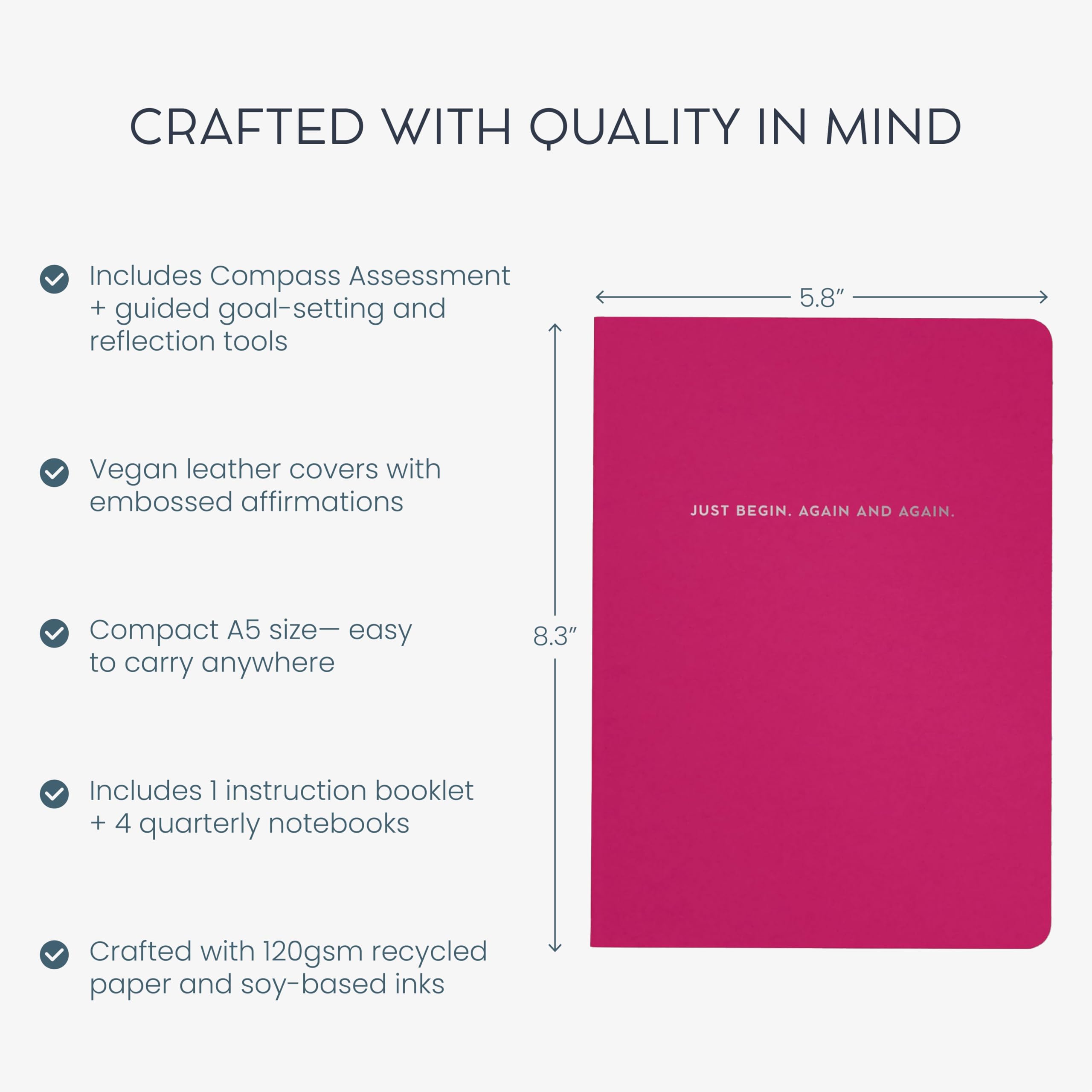 MäksēLife Cuadernos para establecer objetivos, juego Moxie | Planificador de 12 meses sin fecha para visión audaz y acciones semanales, sistema de logros de fomento de confianza A5
