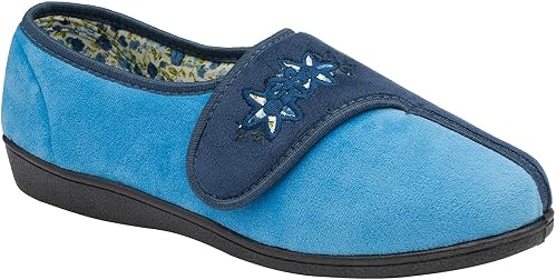 Ladies Womens Slippers Slip On Hook & Loop Adjustable Fastening