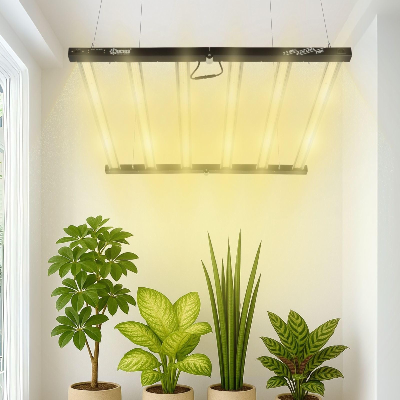 LUCIUS - Lámpara LED de 720W 2.9 - Cultivo interior - Luz de espectro completo Crecimiento/Floración, Potencia regulable Regulable - Para Invernaderos y plantas interior, hortalizas y flores