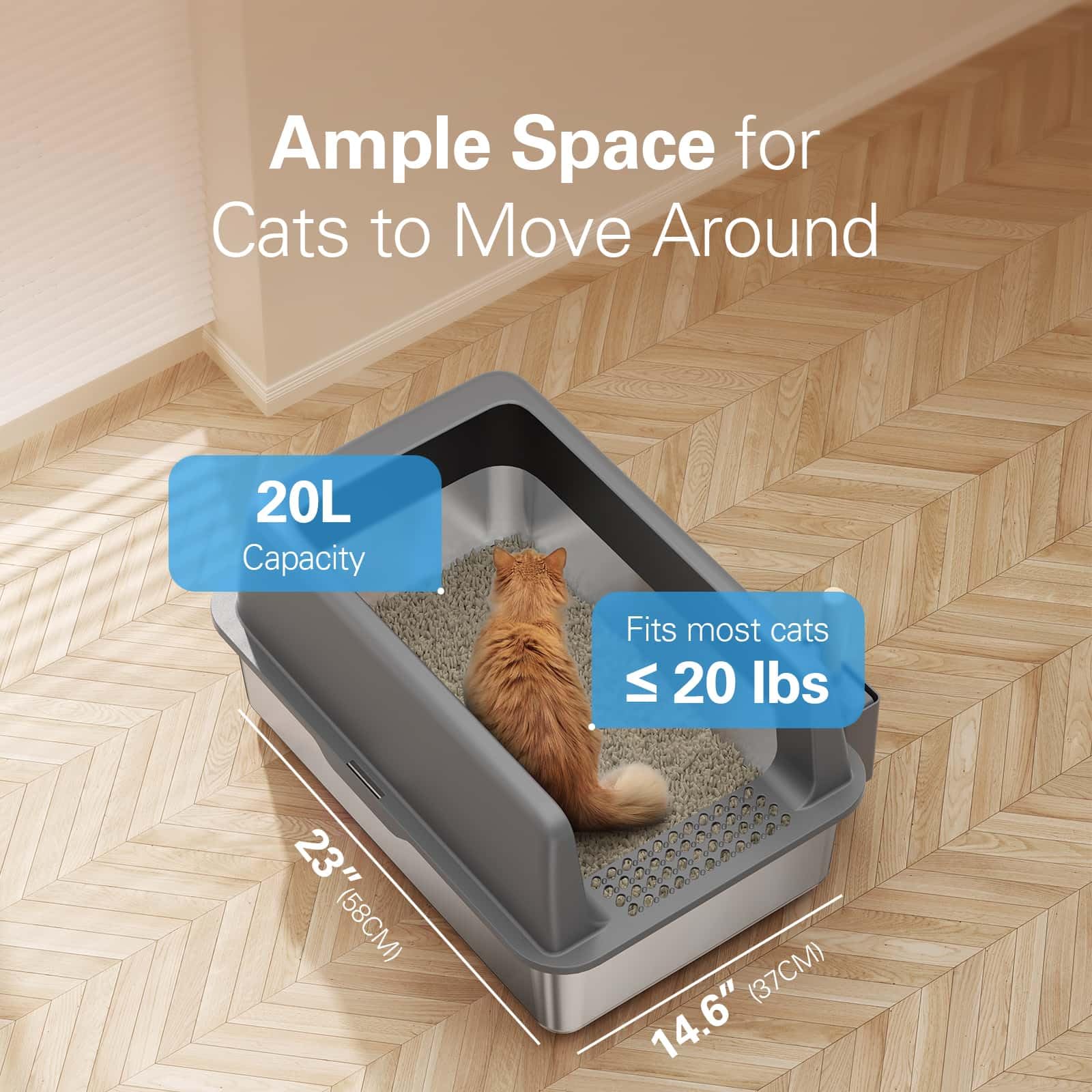 Zarler Stainless Steel Litter Box XL, Extra Large Cat Litter Boxes High Sided, Metal Litter Box for Big Cats, Non-Sticky, Easy to Clean, Anti-Urine Leakage (Dark Grey) - image 5