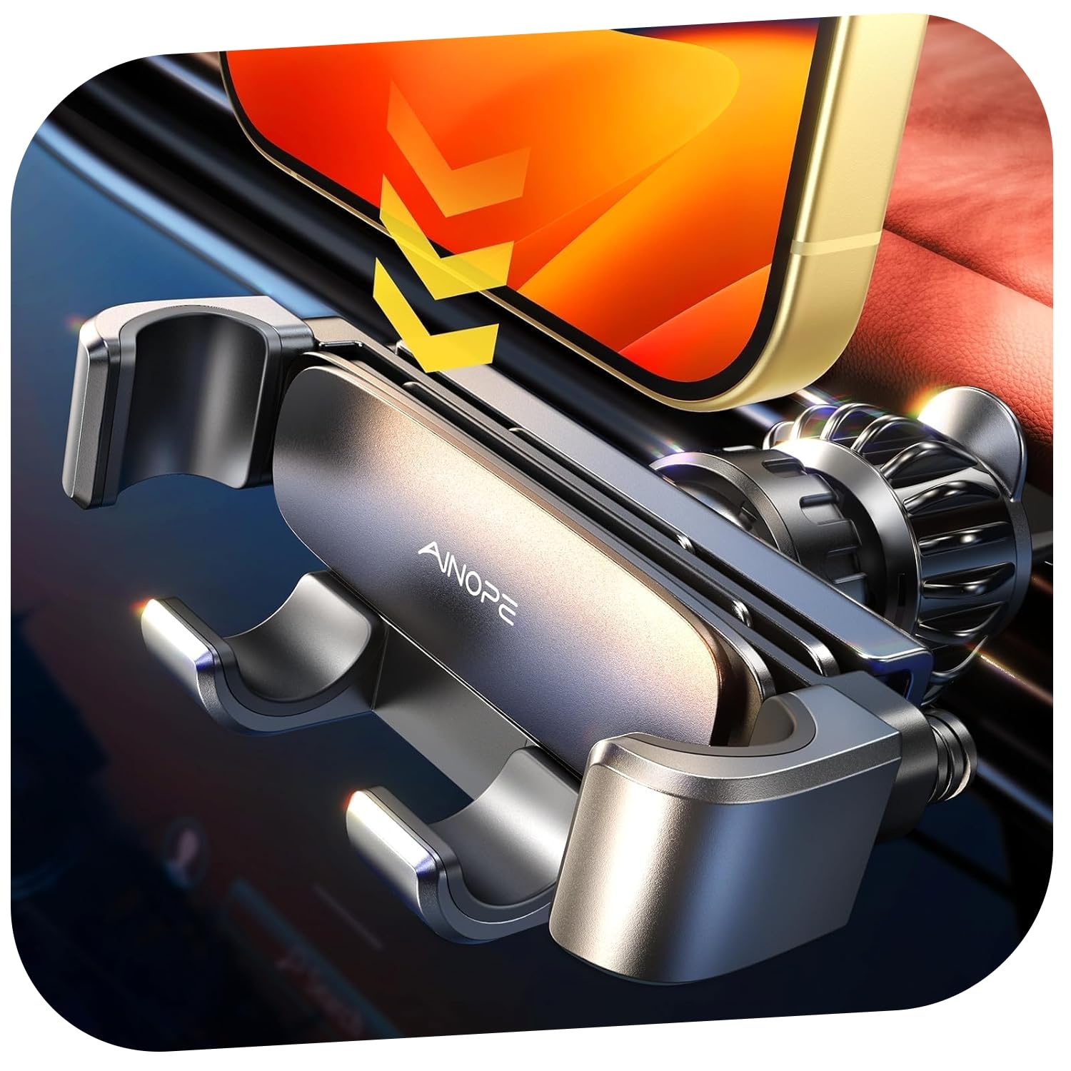 AINOPE Handyhalterung Auto Lüftung - [Schwerkraft-Design] [Einhandbedienung] Handy Halterung Auto Halterungen für Navigationsgeräte, Auto Zubehör Für iPhone 17 Pro Max XR, Smartphone mit Hülle