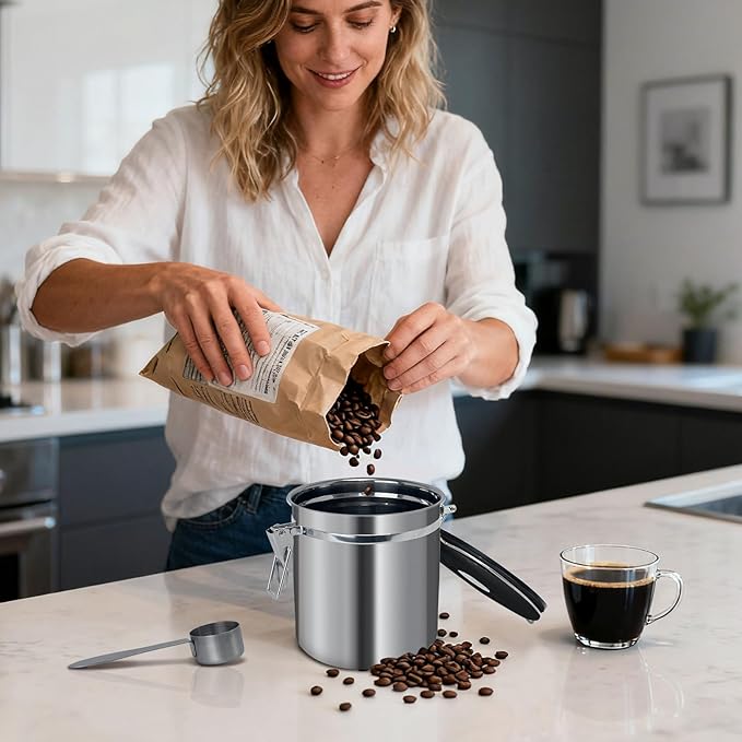 Frasco Hermético al Vacío para Café 1.5L Acero Inoxidable miniatura 2