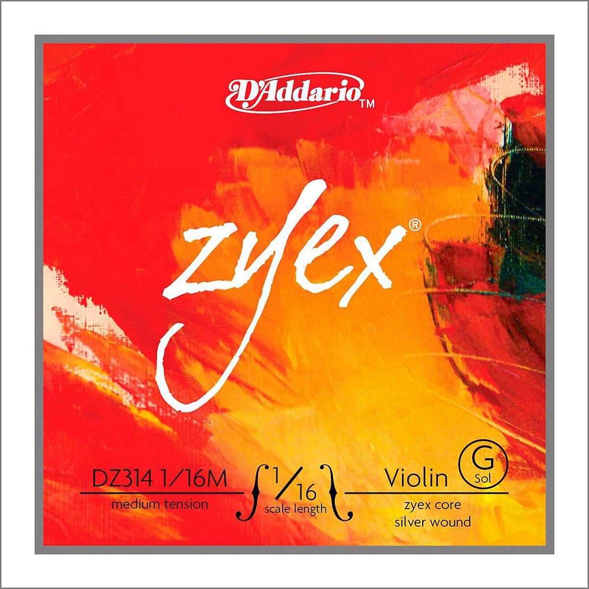 D'Addario Zyex Violin Single G String, 1/2 Scale, Medium Tension