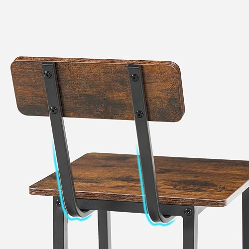 Miniatura 8 de MAHANCRIS Taburetes de bar, juego de 2 sillas de bar con respaldo, taburetes de bar de cocina con reposapiés, taburetes de barra de mostrador de