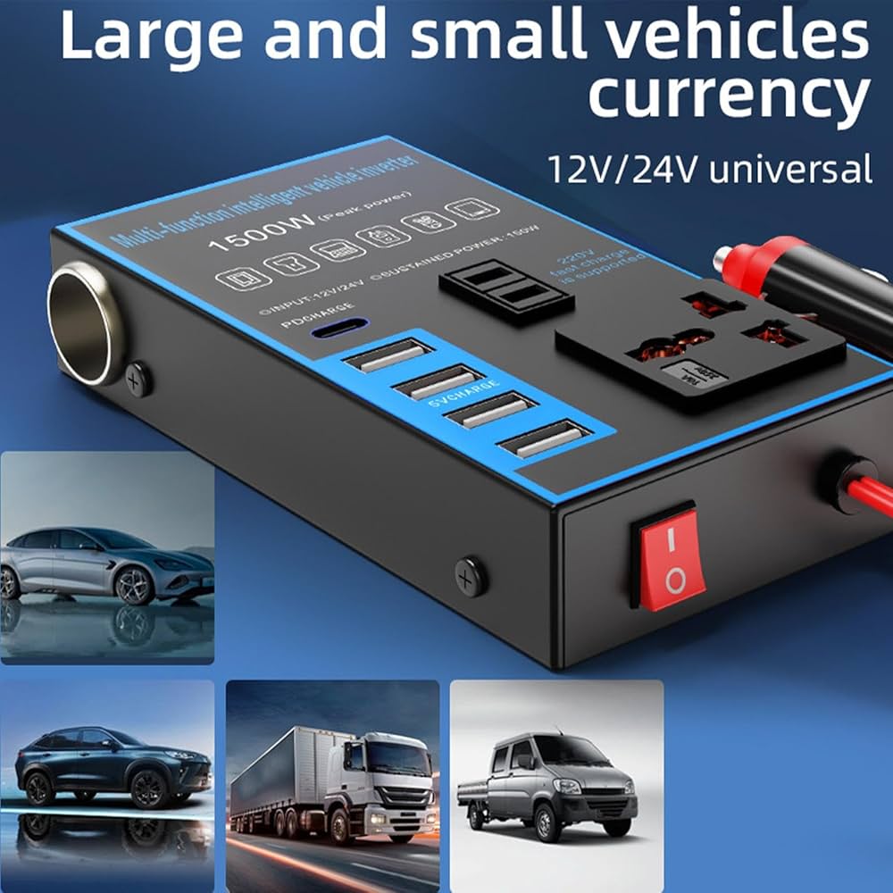 FOVAL 200W Car Power Inverter DC 12V To 110V AC Converter With 4 USB Ports Charg