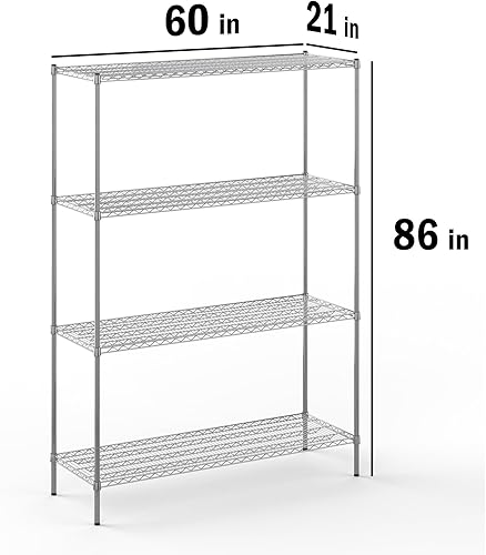 Miniatura 85 de Kit de estantería de alambre cromado de 4 niveles de 24 pulgadas de profundidad x 24 pulgadas de ancho x 64 pulgadas de alto Unidad de estante