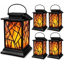 Yeelight 4-Pack Solar Lanterns Outdoor Waterproof, Flickering Flame Solar Lights Outdoor, Solar Powered Hanging Small Lantern Lights for Patio Garden Yard Fence Decor