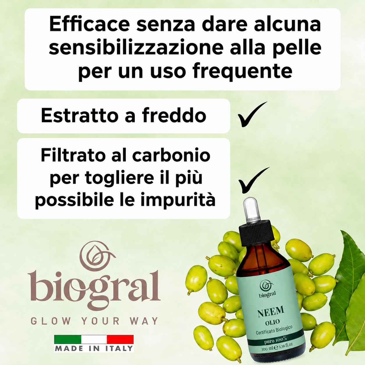 Olio di Neem per Persone 1 Litro per Pelle, Capelli e Unghie Olio di Neem Puro Spremuto a Freddo e Filtrato al Carbonio Certificato ECOCERT e BIOCERTITALIA Argan Italia