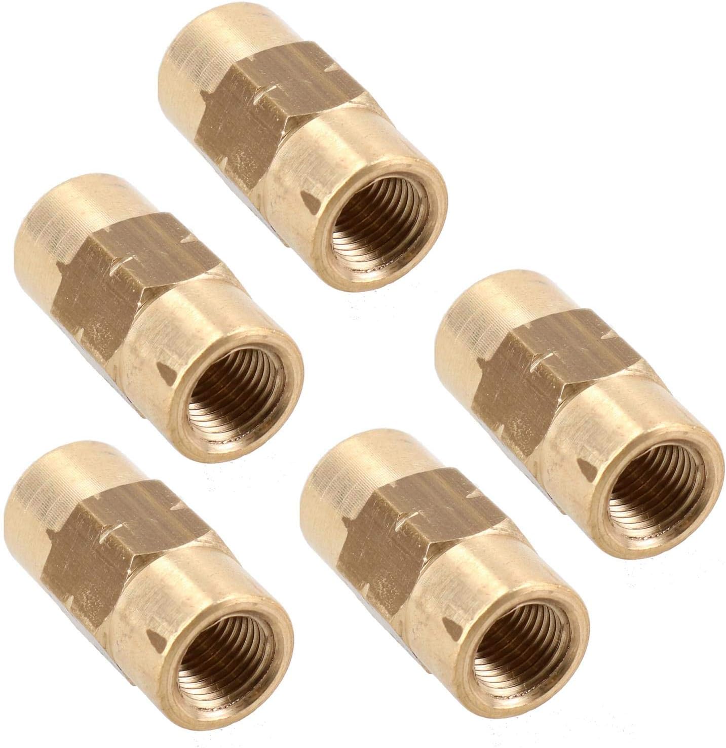 M10 x 1mm Brass Inline Brake Pipe Fitting Joiner Connector for 3/16" Pipe 5pc