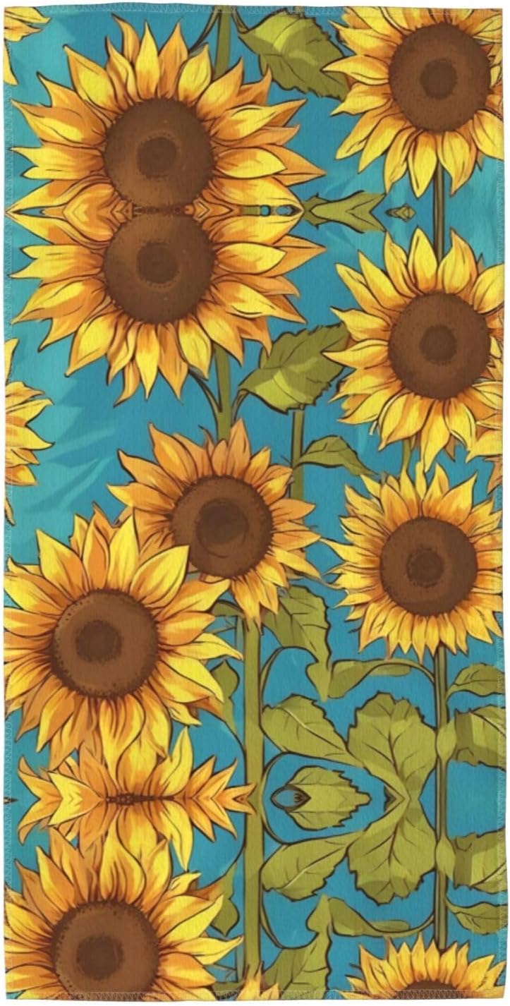 Sunflower Print Hand Towels for Kitchen, Decorative Bathroom Towels Decor Farmhouse Cute for Men Women Gifts