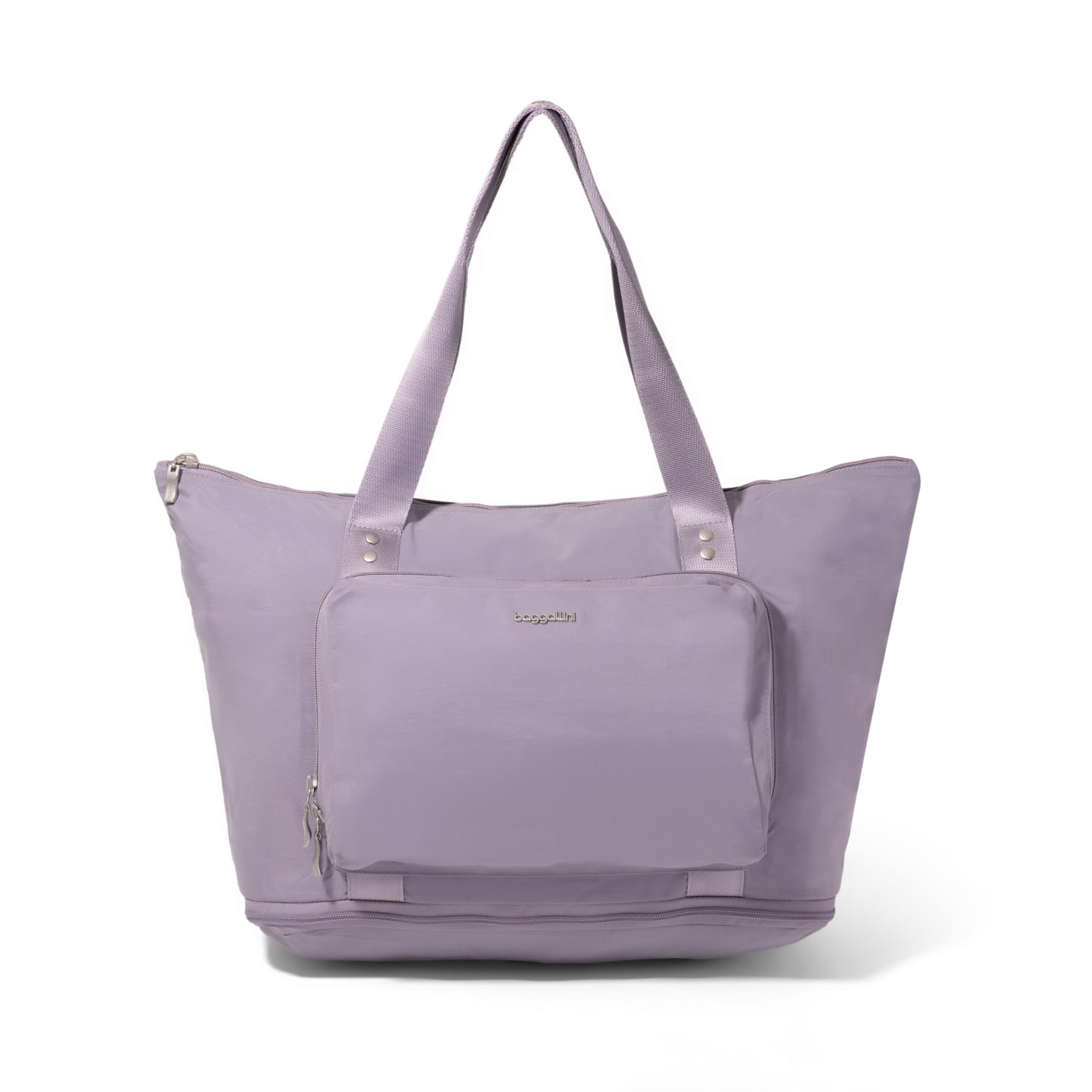 Baggallini Carryall Expandable Lightweight Travel Tote 22" Packable Folding Compact Nylon Washable Weekender w/Luggage Sleeve One Size Lilac