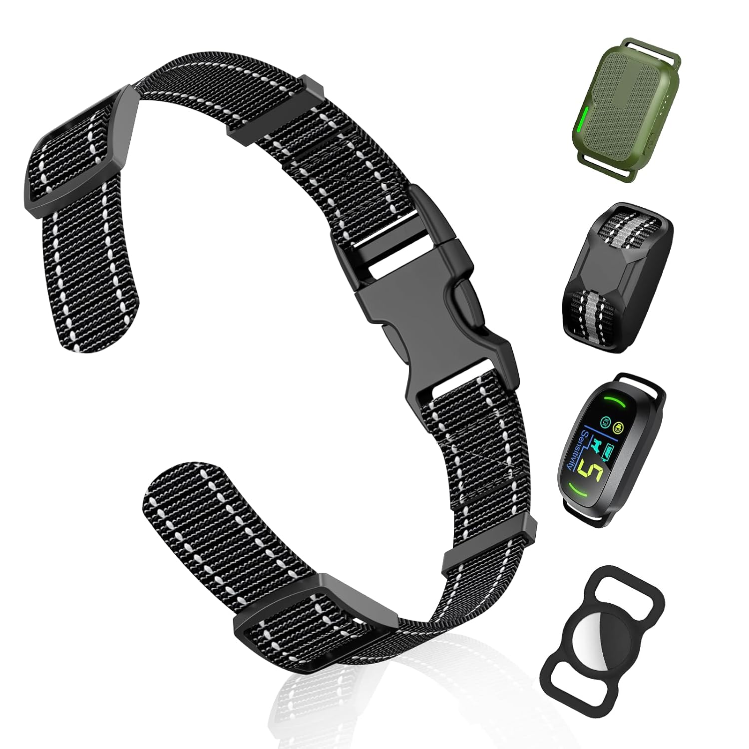 Dog Training Collar Replacement Strap Reflective Adjustable Nylon E-Collar Strap for GPS Shock Bark Invisible Fence Collars Fits