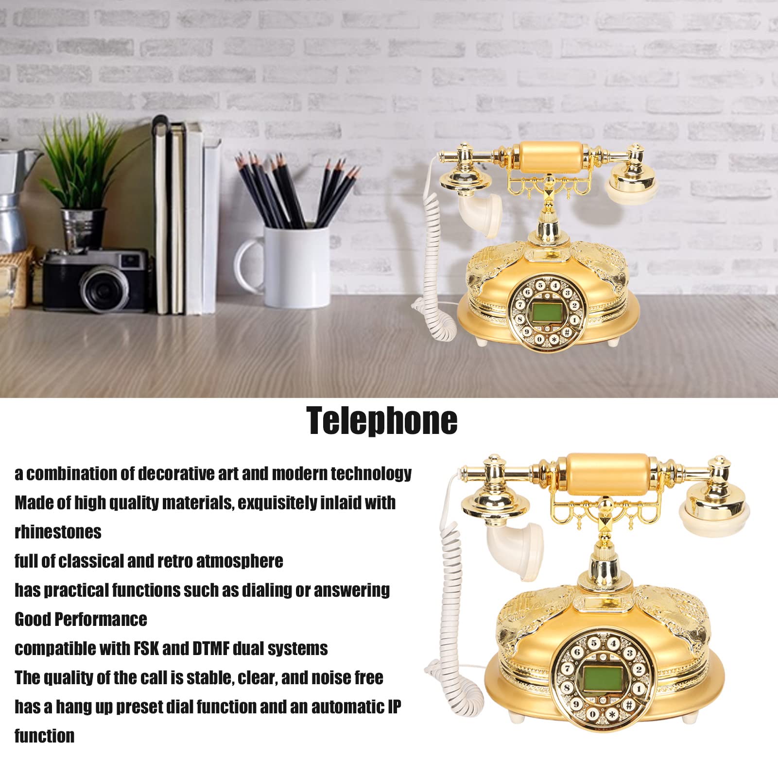 Telefono Fisso, MS‑5600a Telefono Vintage Europeo Telefono Fisso Antico Classico Telefono Fisso Digitale Vecchio Stile per Soggiorno Ufficio Camera da Letto