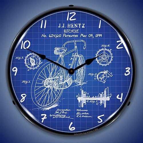 Miniatura 2 de 1899 Reloj de pared LED de patente de bicicleta, RetroVintage, iluminado, 14 pulgadas