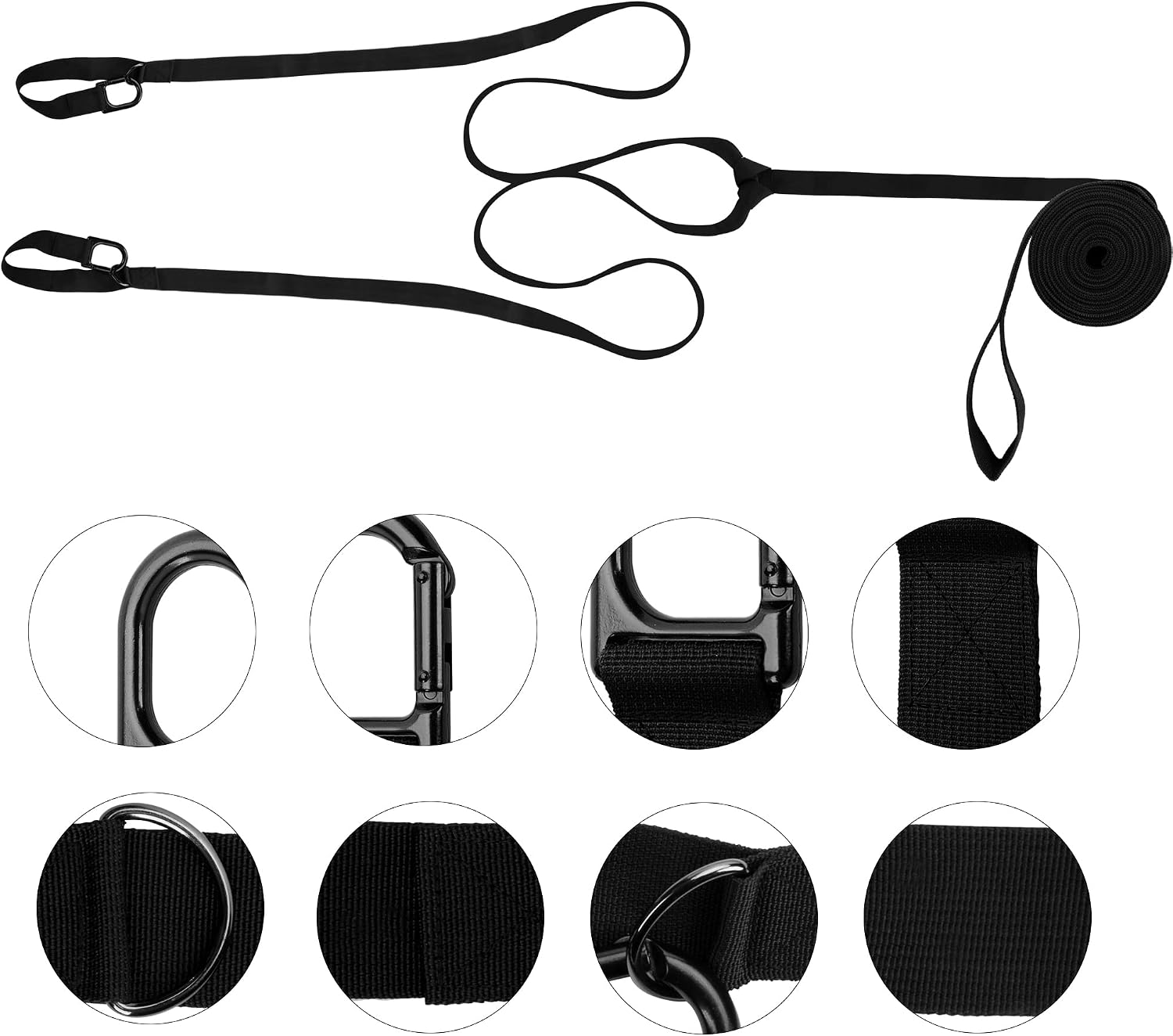 moonoom 17.5ft Heavy-Duty Tow Strap with Two Hooks - 400kg Break Strength Reinforced Emergency Off-Road Tow Rope - Safety Kit for Heavy-Duty Snowmobile, Sled or ATV