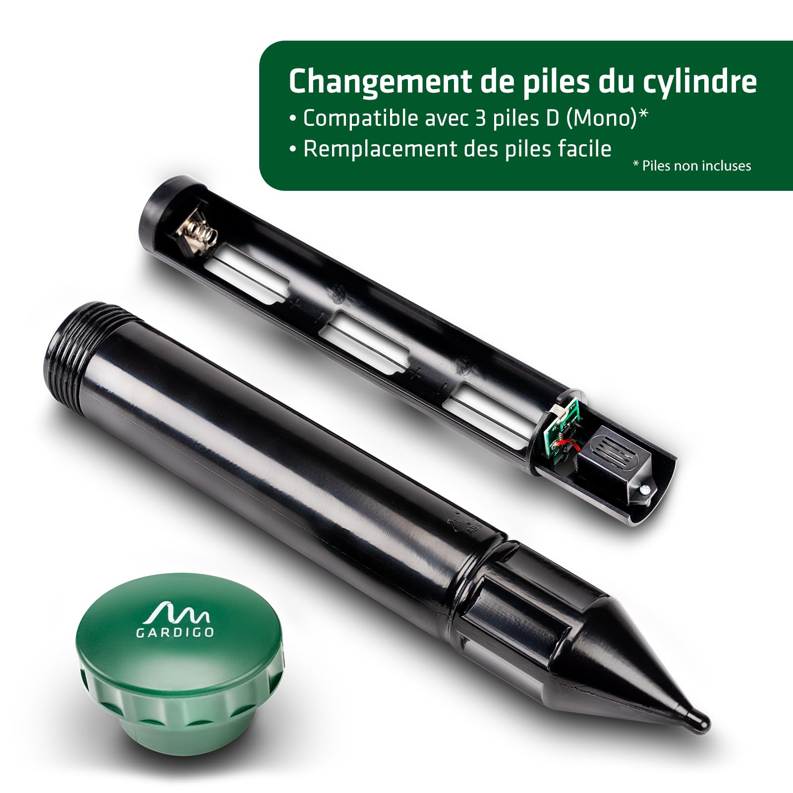 GARDIGO® Répulsif Taupes à Ultrasons – Lot de 2 | 400–1000 Hz | Jusqu’à 700 m² | Anti-Taupes & Campagnols | Jardin, Pelouse & Gazon | Fonctionne à Piles