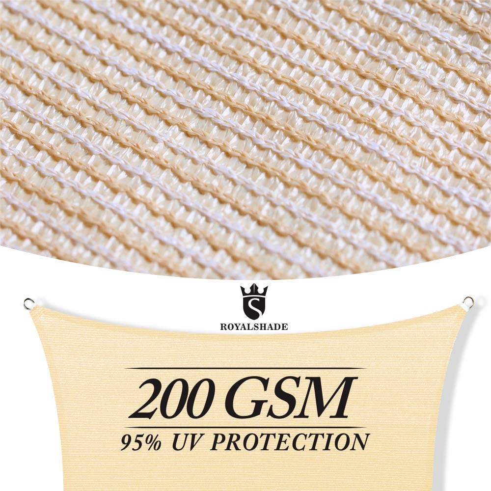 Royal Shade Sonnensegel Dreieckig – 20' X 20' X 28,3', Sand Beige, UV-Schutz 95%