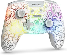 Wireless Switch Controller for Nintendo Switch/Lite/OLED/PC Controller, Swicth Pro Controller with Adjustable 7-Colors LED, Wake-Up, Motion Control, Turbo, Dual Vibration, Screenshot Function, White