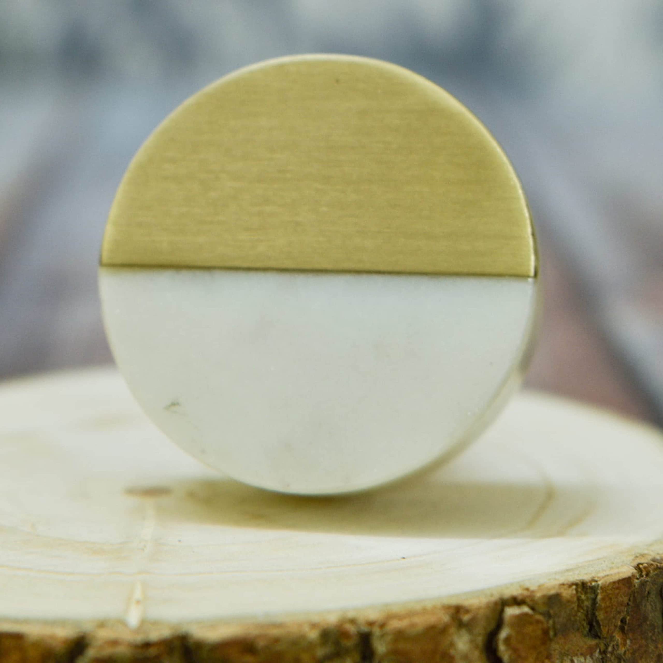 ARTISNO Round Marble Brass Knob, Modern Cabinet Knob, Decorative Hardware, Furniture Hardware, Cabinet Handles, Dresser Pull, Set-6 - Image 3