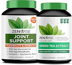 Zenwise Health Energy & Mobility Boost Bundle - Joint Support + Green Tea Extract - Features MSM Glucosamine & Chondroitin for Extra Strength Relief - Plus Vitamin C - Immune & Metabolism Booster