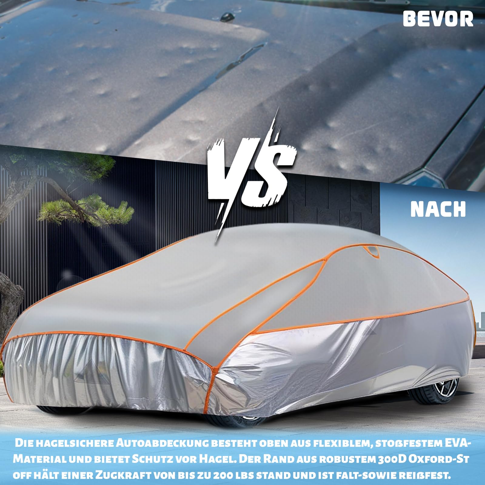 Funda Coche Exterior Antigranizo Cubierta Antigranizo 400 a 450 cm de Largo Funda Coche Antigranizo, Duradera Cubierta Anti Granizo.