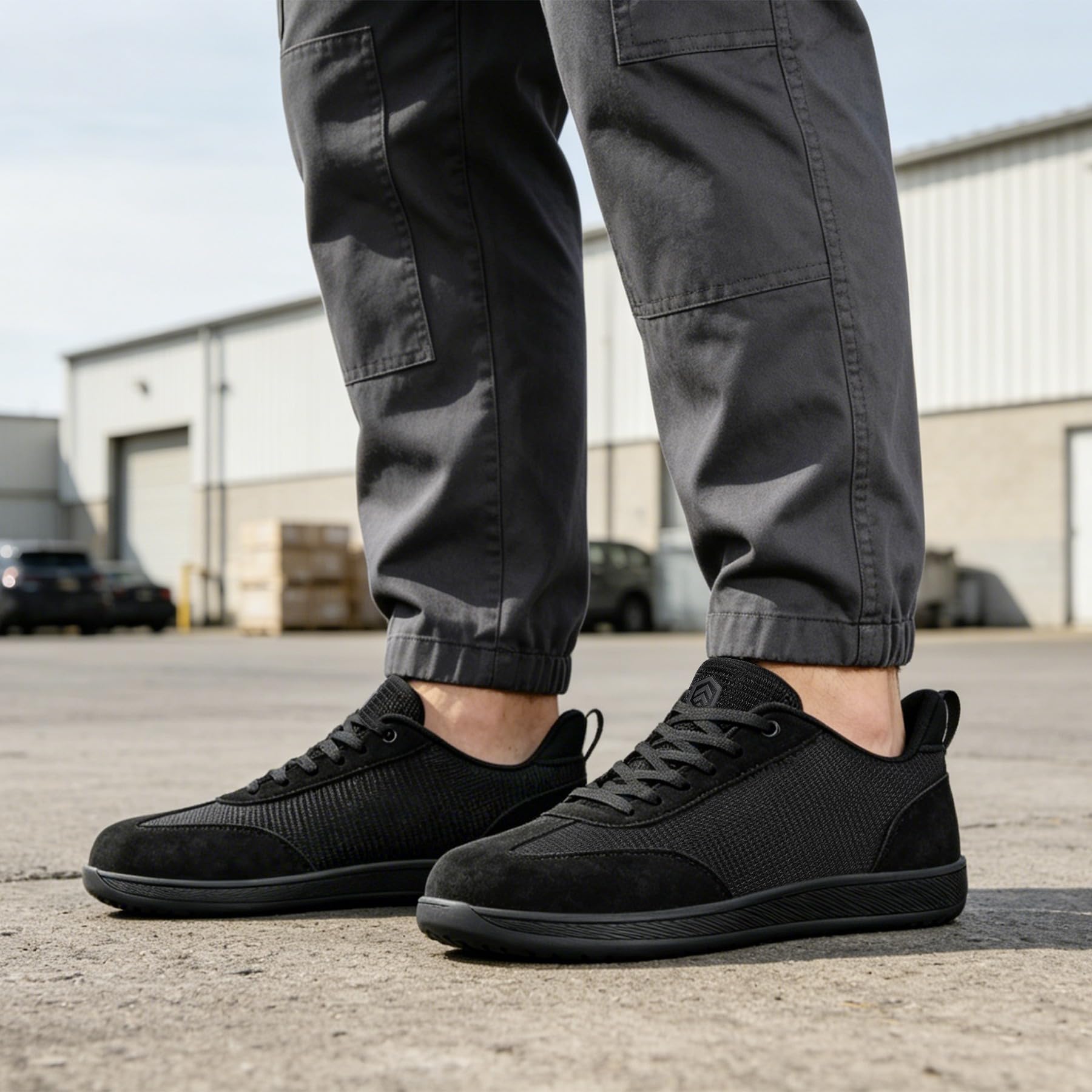 LARNMERN Scarpe antinfortunistiche da uomo con puntale in acciaio, traspiranti, sportive, antiscivolo, comode, leggere
