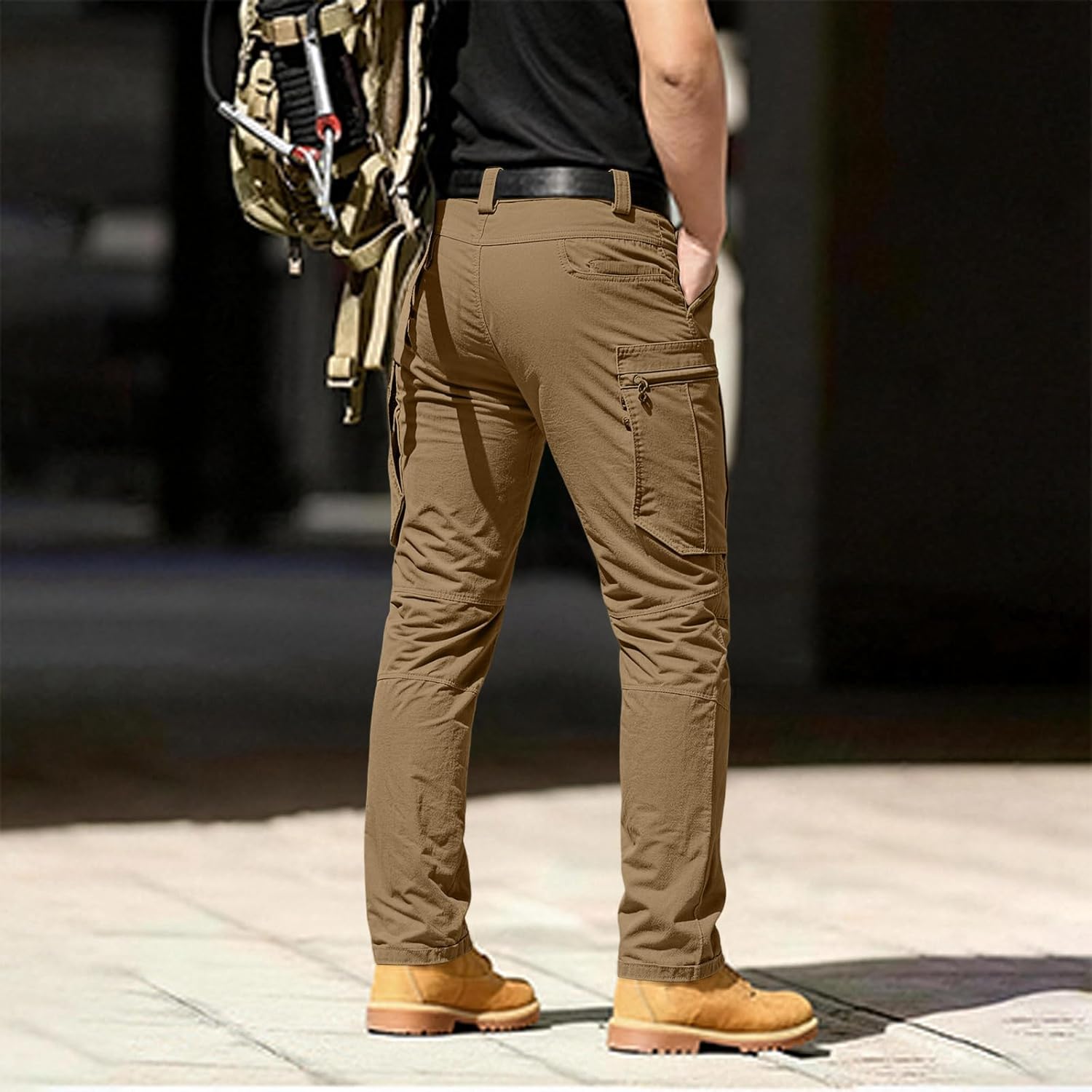 Athletic Pants Mens Tactical Cargo Water Resistant Ripstop Work Pants Outdoor Hiking Trousers