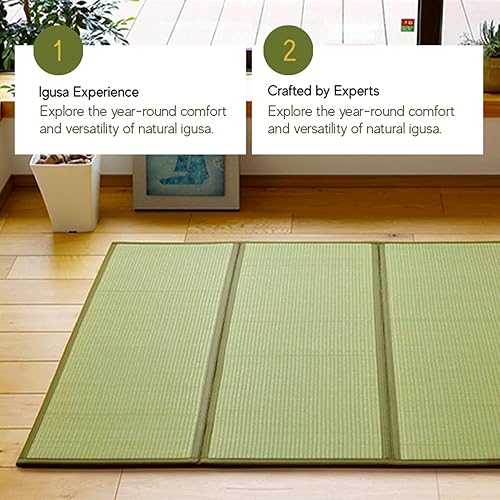 Miniatura 9 de MIINA Colchón japonés tradicional tatami, Igusa (hierba rusa), futón, 39 x 78 pulgadas (individual natural)