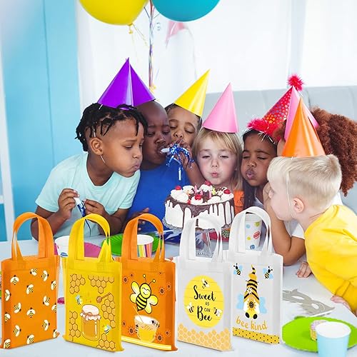 Miniatura 2 de Ferraycle 24 bolsas de regalo para fiesta de abejas, bolsas de regalo con temática de abejas, bolsas de tela no tejidas para niños, bolsa de tela de