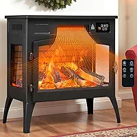 Lareira Elétrica Independente De 60 Cm Com 6 Cores De Chama Realistas Variáveis, 1000 W/1500 W, Com Proteção Contra Superaquecimento Para Uso Interno, Quarto, Sala De Estar E Escritório.