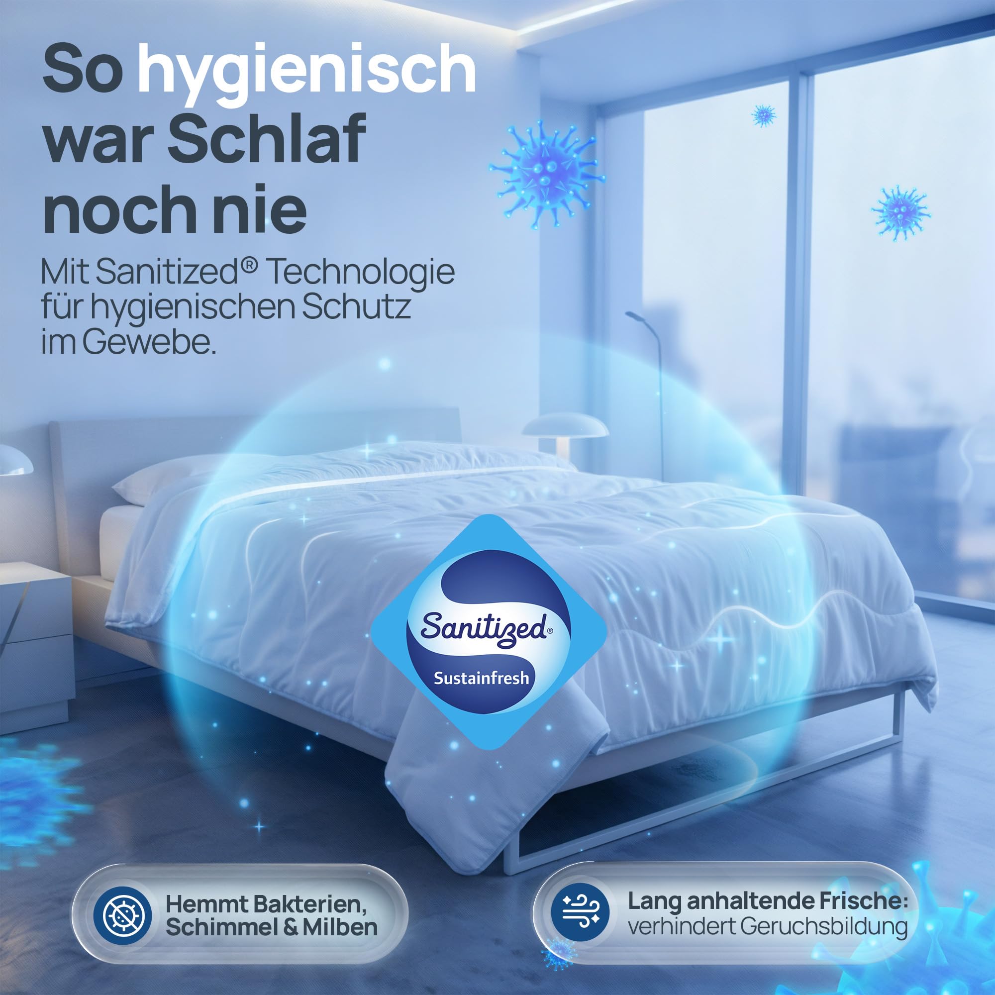 LILENO HOME 4 Jahreszeiten Bettdecke 155x220 | 2-in-1 Knopfsystem | Allergiker Decke 155x220 mit Sanitized Hygiene Funktion | Oeko-Tex Klasse 1 | 95 °C waschbar | Made in EU | Hotel Qualität
