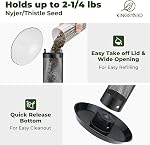 Kingsyard Thistle & Nyjer Bird Feeders for Outdoors Hanging, Metal Finch Feeder with Weatherproof Dome & Removable Tray, 14 Inch Mesh Tube, 2-1/4 lbs Seed Capacity, Great for Wild Bird (Black) | 9.5" Rustproof Metal Removable Tray, 11.5" Weatherproof