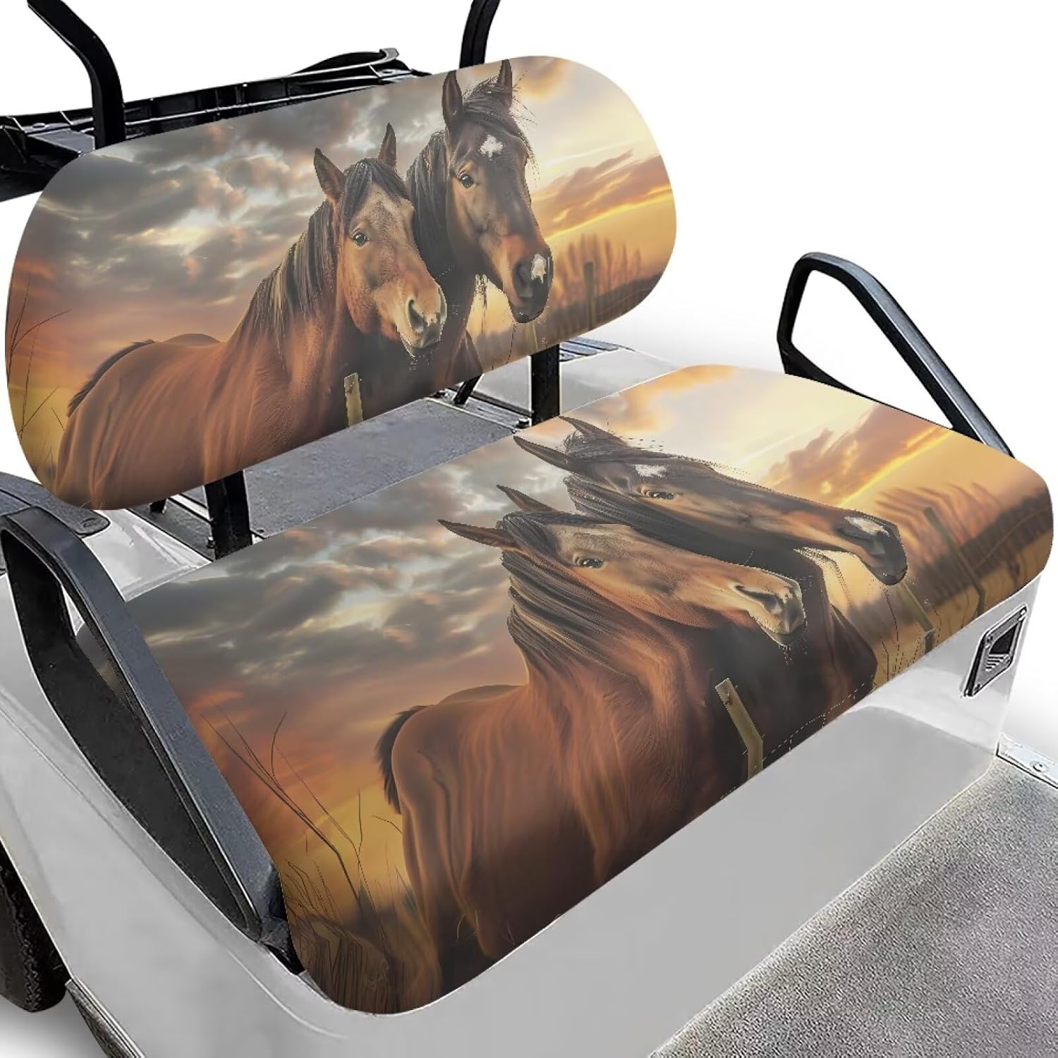 Golf Cart Seat Covers, Golf Cart Backrest and Bench Seat Covers 2 Pieces Non-Slip for Most 2 Person Seats Cushion