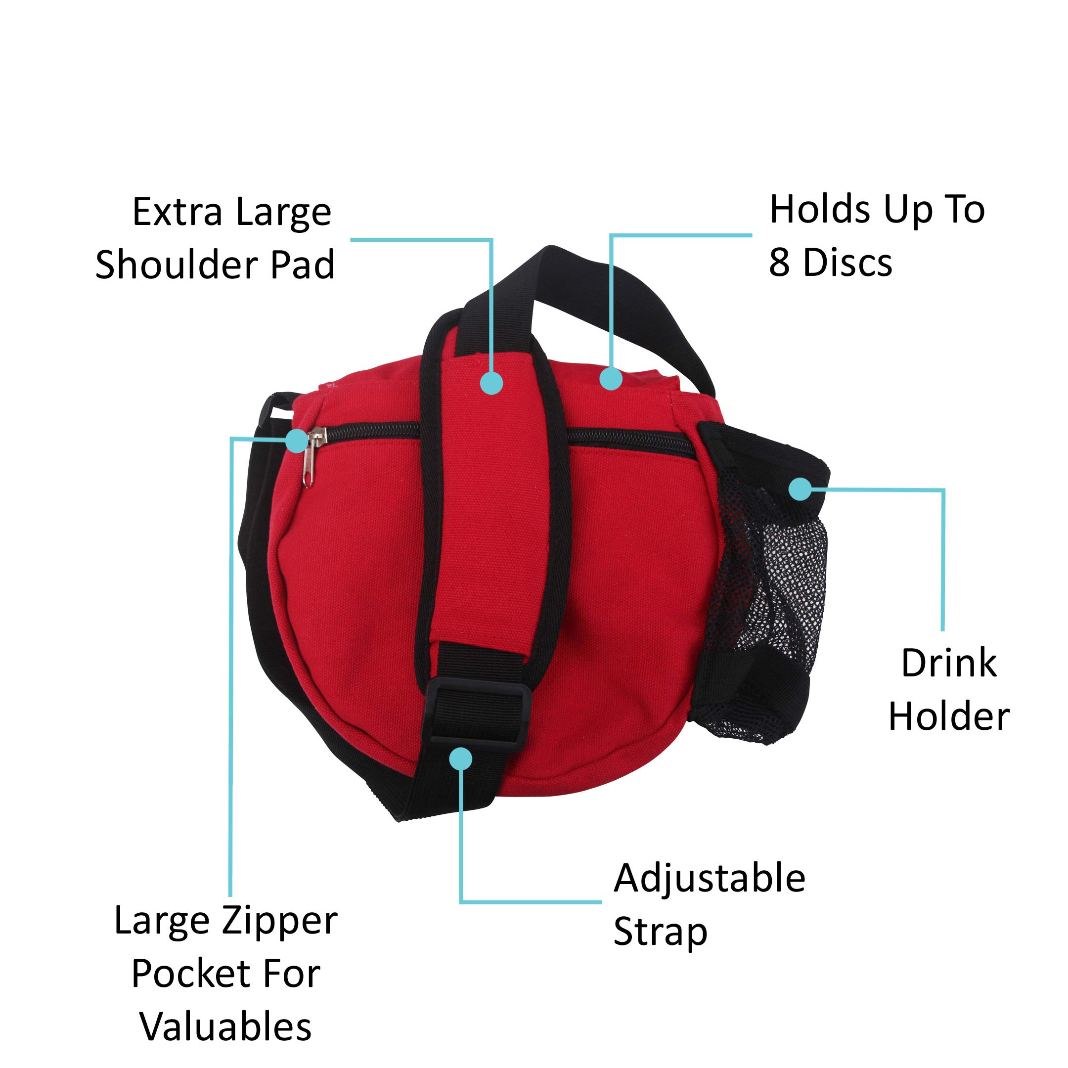 Kestrel Disc Golf bag | Fits 12 dischi + bottiglia | dischi giocatori di golf per principianti e avanzati | estremamente resistente tela | frisbee Disc Golf set borsa | sacca da golf, Red