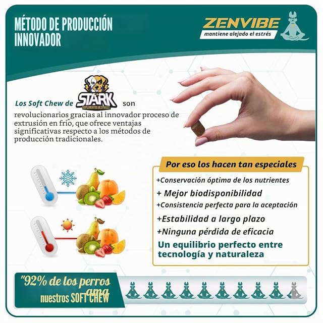 Foto 5 de 8 de STARK Zenvibe - Calmante para perros, 60 bocados, 180 g, relajante contra la ansiedad y el estrés para perros…