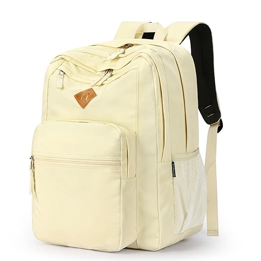 ZORFIN 26L Backpack for College, and Travel: Water Resistant Bookbag - Beige