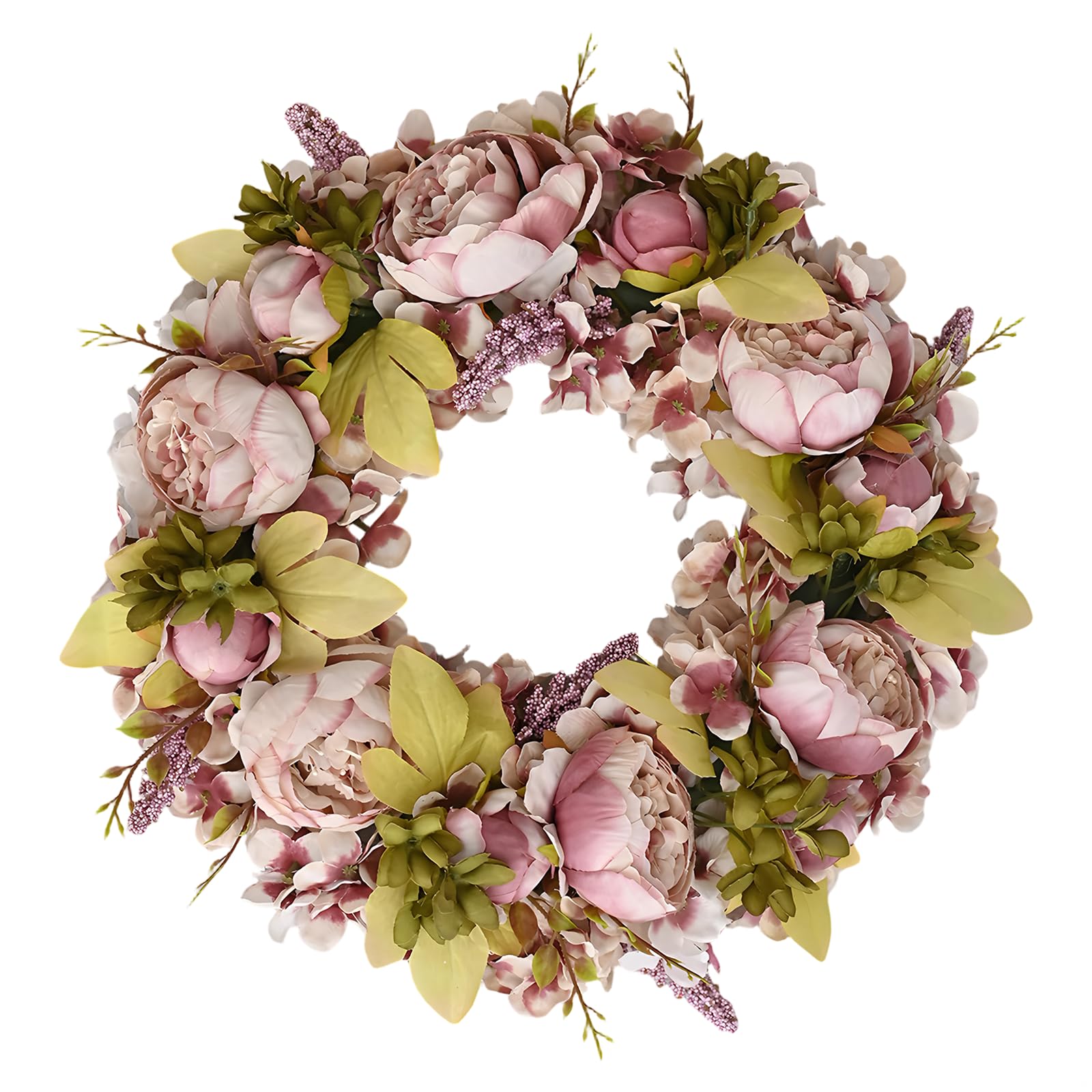 Couronne de pivoines en soie de 45 cm pour décorer votre porte d'entrée