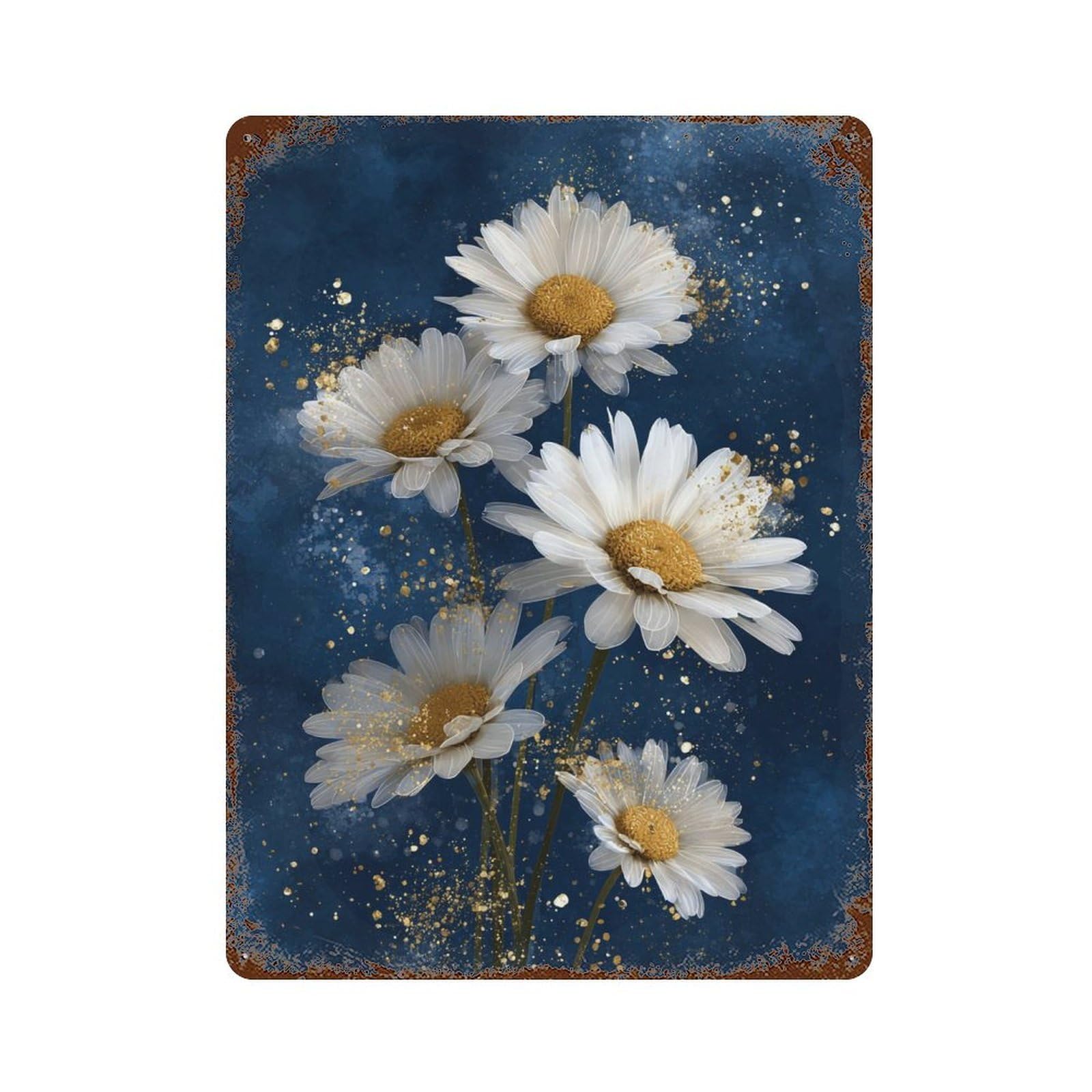 Garage Style Glowing Daisy Bouquet Aged Metal Wall Plaque 15.7"x11.8", Novelty Wall Decor for Bar And Workshop