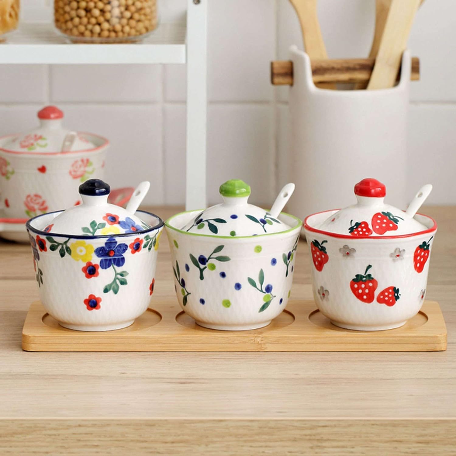 filiżanka do kawy, cukierniczka, cukierniczka z ręcznie rysowanym wzorem z pokrywką, ceramiczny dzbanek do cukru w kształcie filiżanki do herbaty