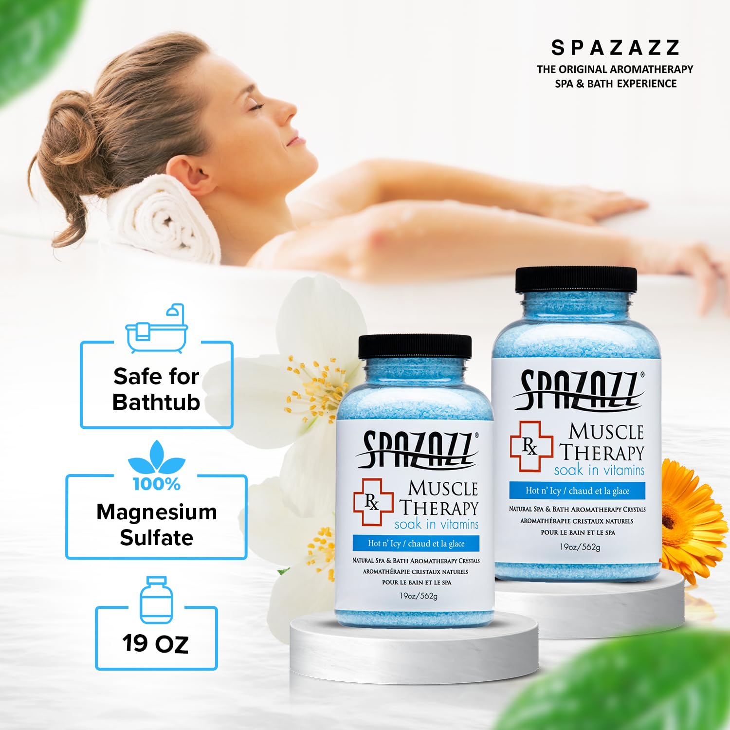 Spazazz SPZ-601 RX Therapy Crystals Container Bath Minerals, 19-Ounce, Muscular Therapy Hot N' Icy