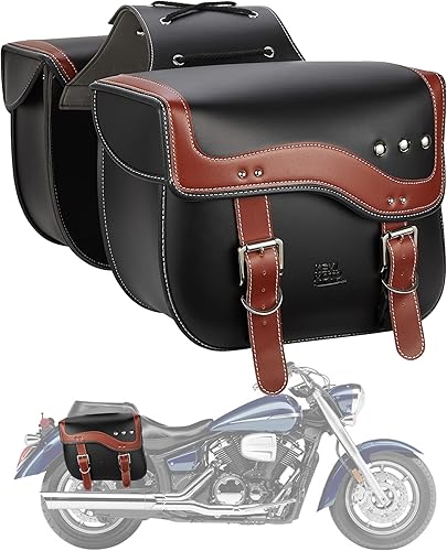 kemimoto Alforjas para motocicleta 30 L de gran capacidad bolsas de sillín para motocicletas bolsa de equipaje de motocicleta de piel sintética para