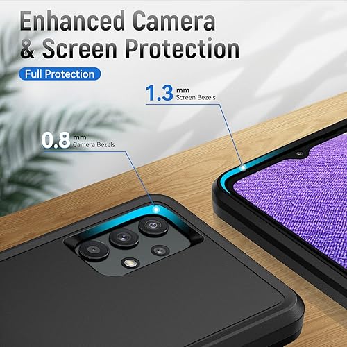 Miniatura 5 de Asuwish Funda de teléfono para Samsung Galaxy A32 5G 2021 de 6.5 pulgadas con cubierta protectora de pantalla y delgada híbrida de cuerpo completo,